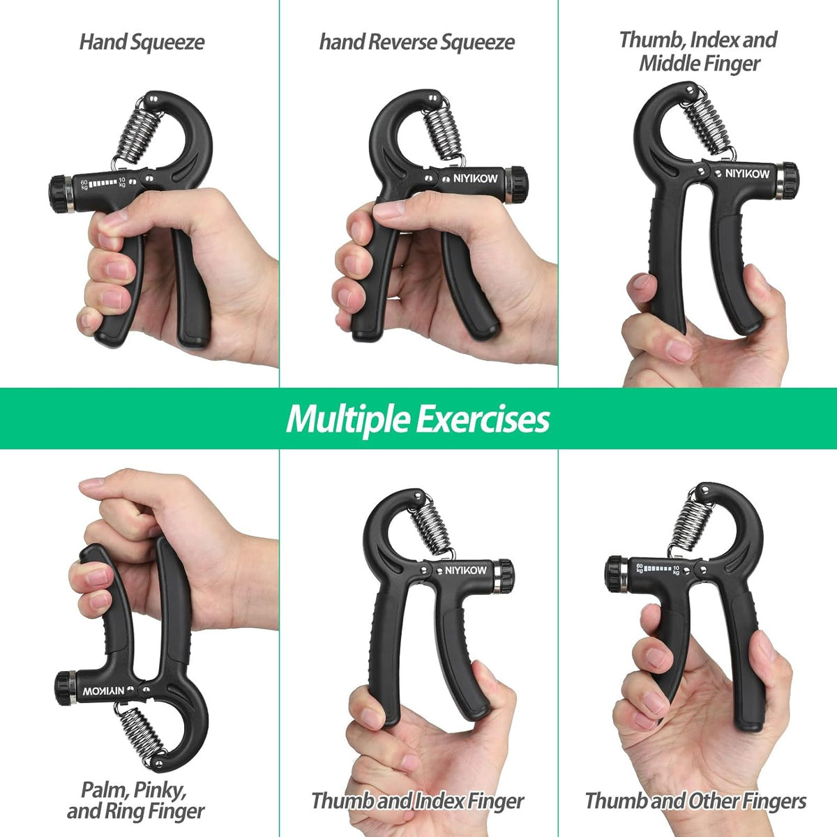 Grip Strength Trainer, Hand Grip Strengthener, Grip Strengthener, Adjustable Resistance, Forearm Strengthener, Perfect for Musicians Athletes