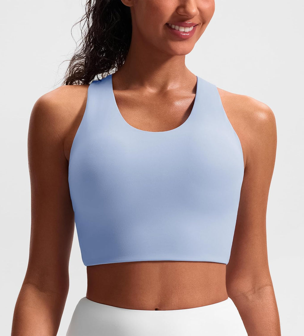 Sports Bras for Women Criss-Cross Back Padded Workout Tank Tops Medium Support Crop Tops for Women